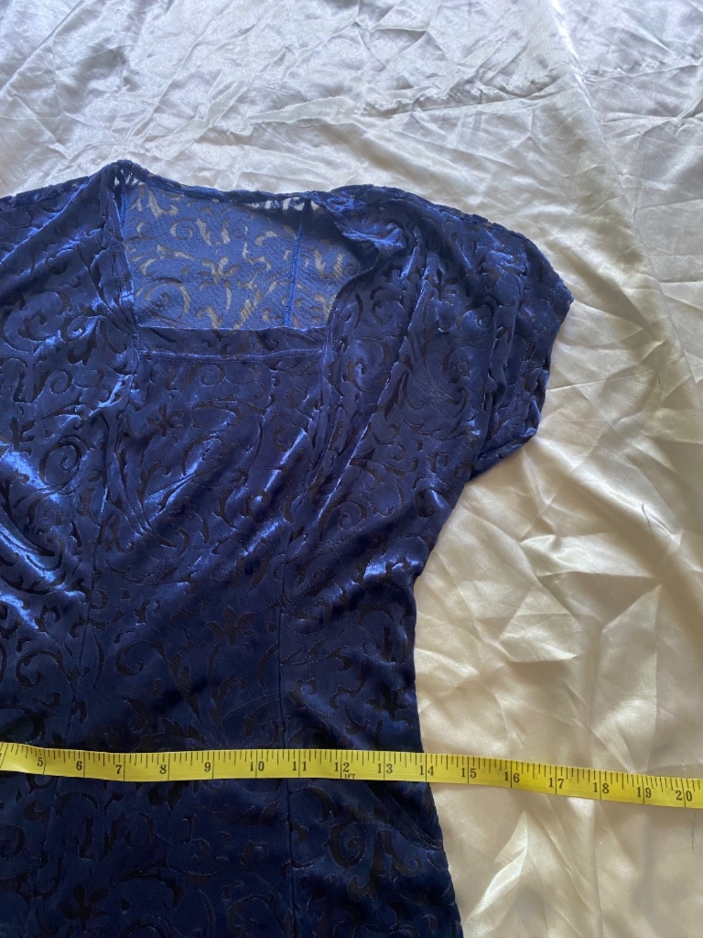 Vintage 1990s Blue Velvet Burnout Maxi Slip Dress Whimsygoth Fairy Small Corset - Picture 5 of 8